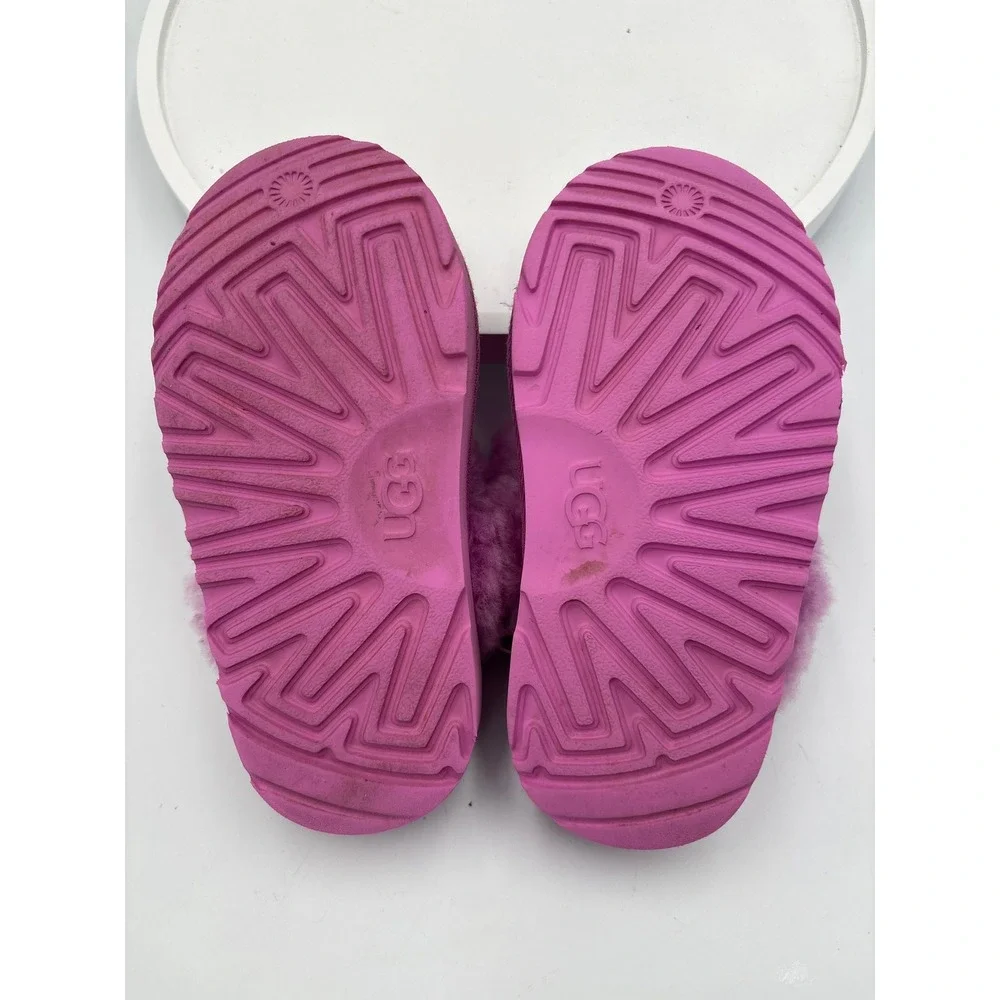 UGG Kids Fluff Yeah Slide Rock Rose Pink Sheepskin Slippers 1130330 Size 10T